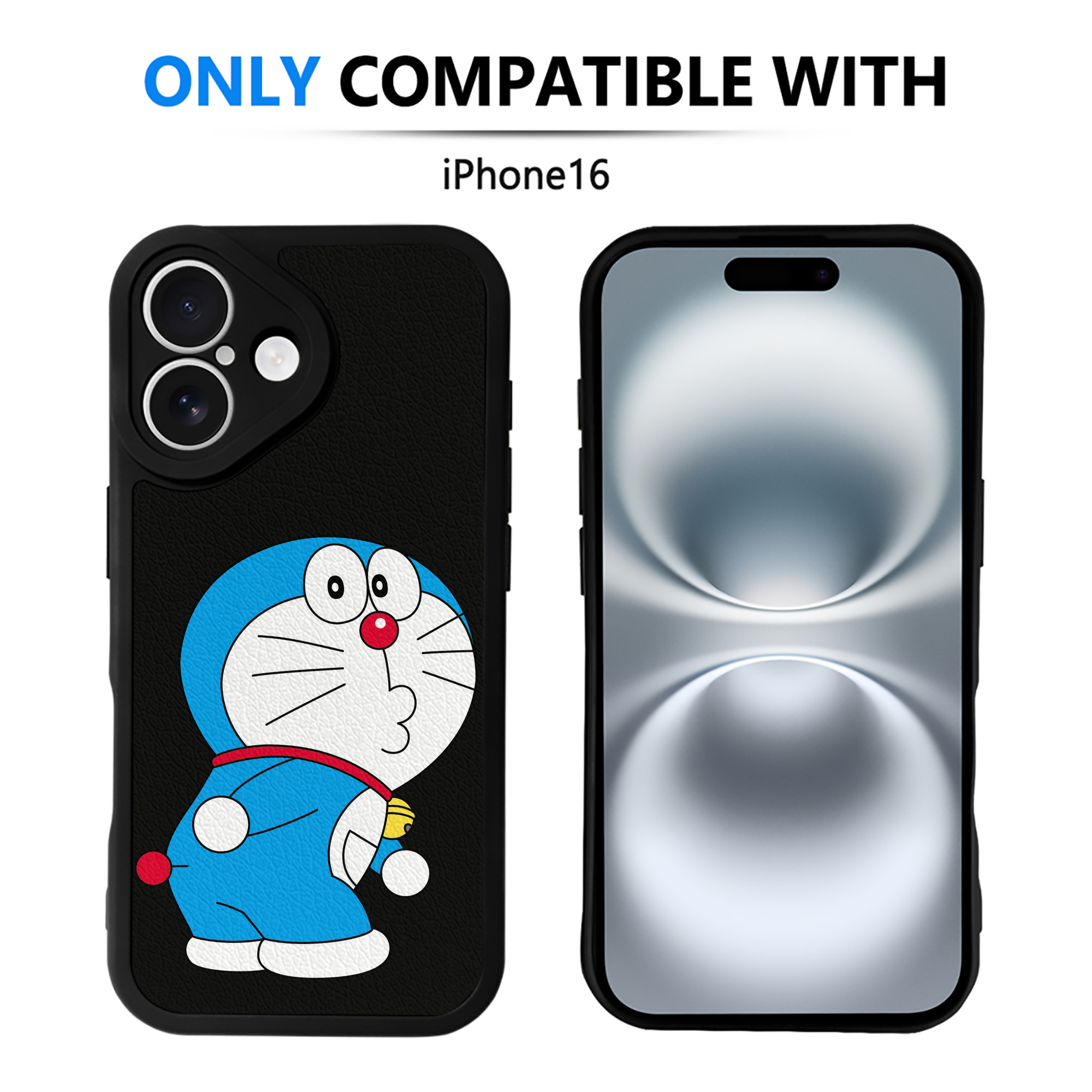 （画像用） ドラえもん Doraemon 【iPhone 16シリーズ対応】シリコンスマホケース（レザー調） 材質：シリコン